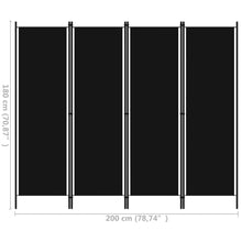 Load image into Gallery viewer, Paravento a 4 Pannelli Nero 200x180 cm