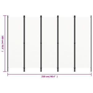 Paravento a 5 Pannelli Bianco 250x180 cm