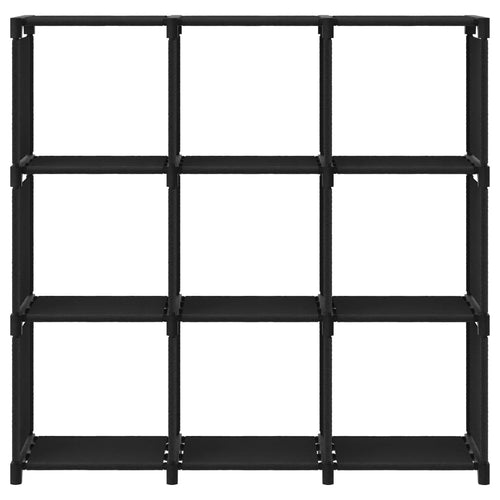 Libreria 9 Vani a Cubo Nero 103x30x107,5 cm in Acciaio e Tessuto
