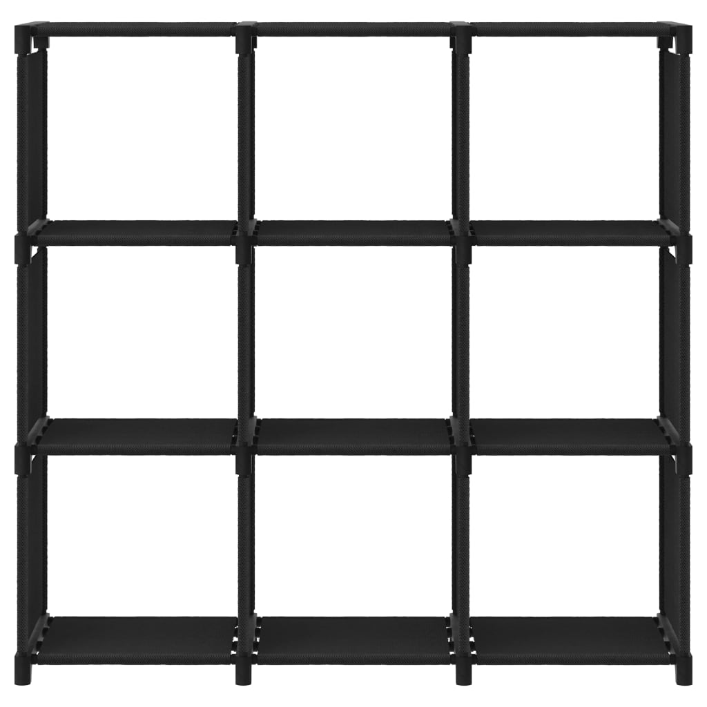 Libreria 9 Vani a Cubo Nero 103x30x107,5 cm in Acciaio e Tessuto
