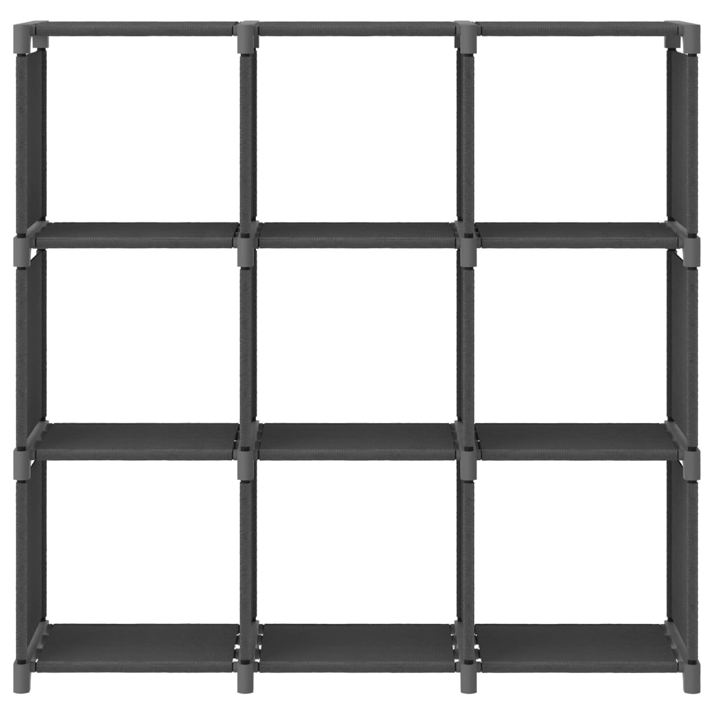 Libreria 9 Vani a Cubo Grigio 103x30x107,5 cm in Acciaio e Tessuto