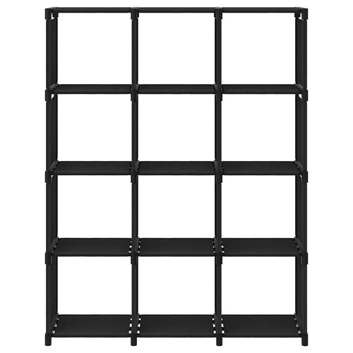 Libreria 12 Vani a Cubo Nera 103x30x141 cm in Acciaio e Tessuto