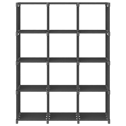 Libreria 12 Vani a Cubo Grigia 103x30x141 cm in Acciaio e Tessuto