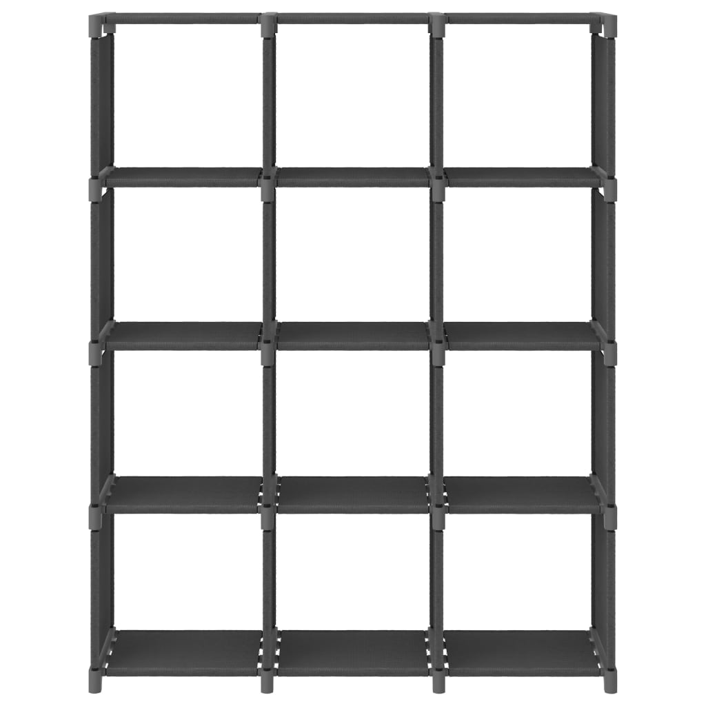 Libreria 12 Vani a Cubo Grigia 103x30x141 cm in Acciaio e Tessuto