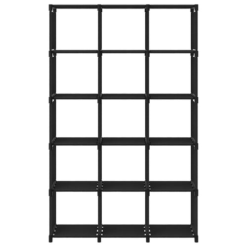 Libreria 15 Vani a Cubo Nero 103x30x175,5 cm in Acciaio e Tessuto