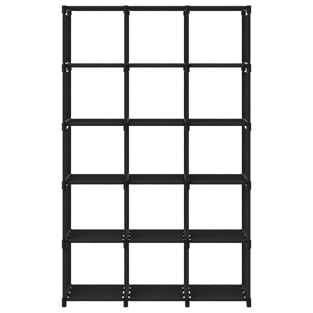 Libreria 15 Vani a Cubo Nero 103x30x175,5 cm in Acciaio e Tessuto