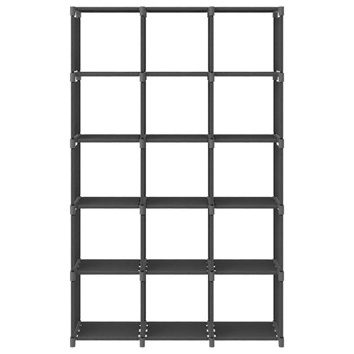 Libreria 15 Vani a Cubo Grigio 103x30x107,5 cm in Acciaio e Tessuto