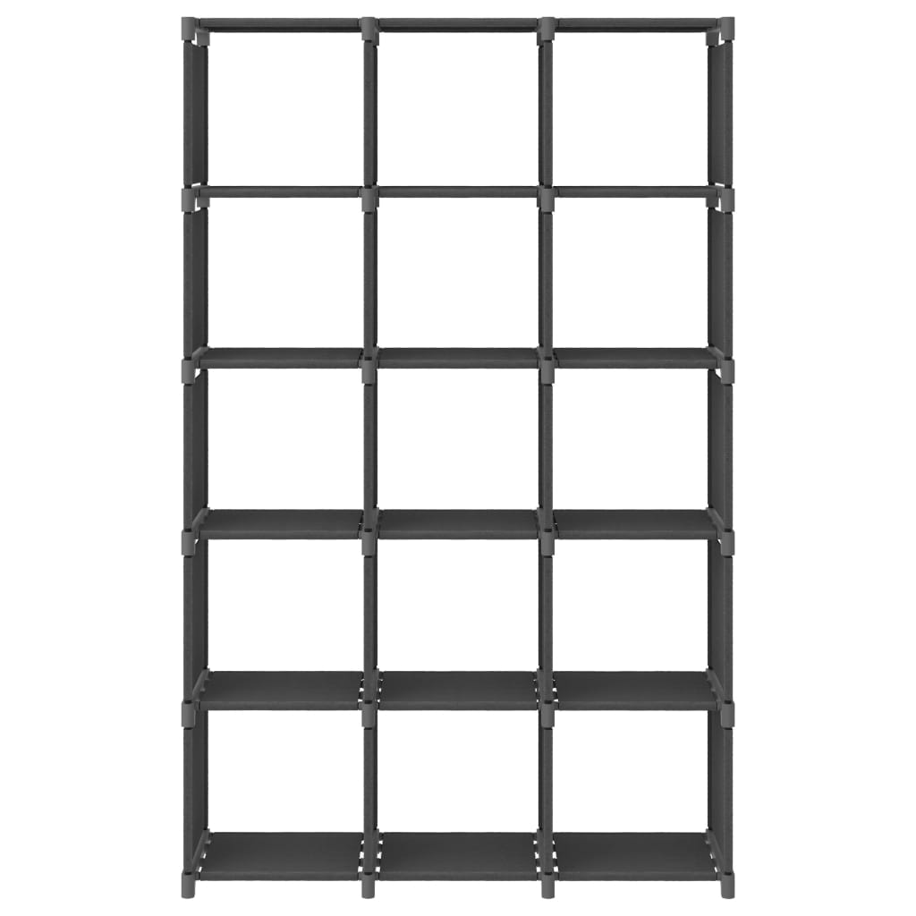 Libreria 15 Vani a Cubo Grigio 103x30x107,5 cm in Acciaio e Tessuto