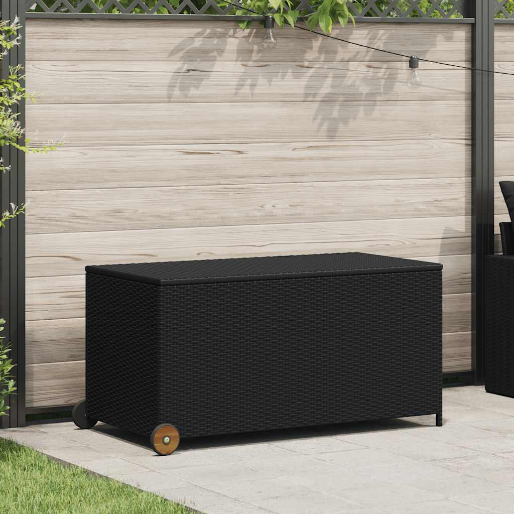 Baule da Giardino Nero 120x65x61 cm in Polyrattan