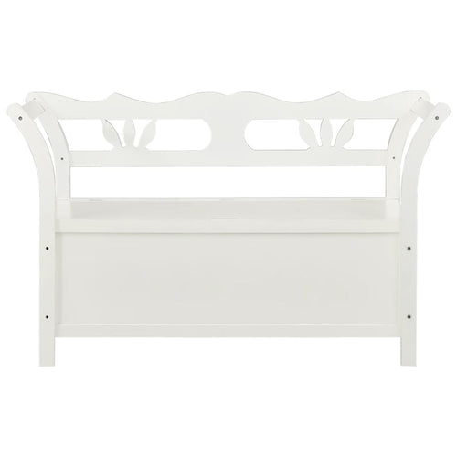 Cassapanca con Schienale 126 cm Bianca in Legno Massello di Abete