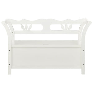 Cassapanca con Schienale 126 cm Bianca in Legno Massello di Abete