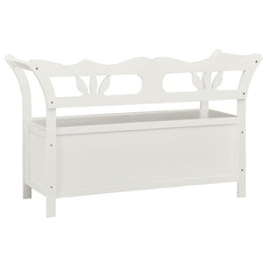 Cassapanca con Schienale 126 cm Bianca in Legno Massello di Abete