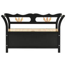 Load image into Gallery viewer, Cassapanca con Schienale 126 cm Nera in Legno Massello di Abete
