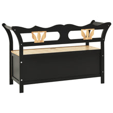 Load image into Gallery viewer, Cassapanca con Schienale 126 cm Nera in Legno Massello di Abete
