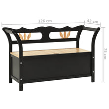 Load image into Gallery viewer, Cassapanca con Schienale 126 cm Nera in Legno Massello di Abete
