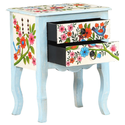 Mobiletto Dipinto a Mano 40x30x50 cm in Legno Massello di Mango