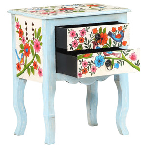 Mobiletto Dipinto a Mano 40x30x50 cm in Legno Massello di Mango