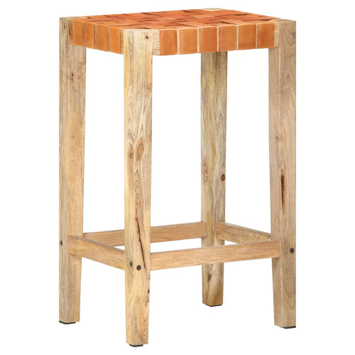 Sgabelli da Bar 2 pz Marroni in Vera Pelle 75 cm