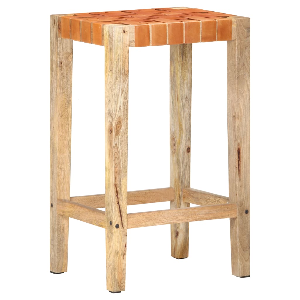 Sgabelli da Bar 2 pz Marroni in Vera Pelle 75 cm
