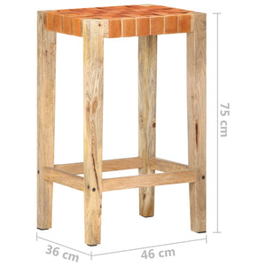 Sgabelli da Bar 2 pz Marroni in Vera Pelle 75 cm