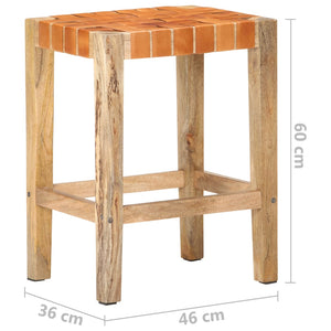 Sgabelli da Bar 2 pz Marroni in Vera Pelle 60 cm