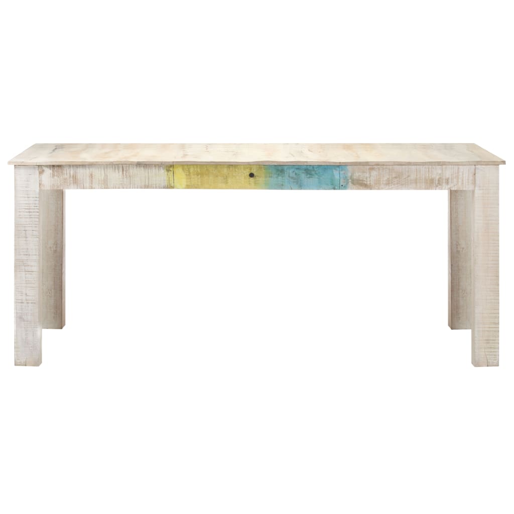 Tavolo da Pranzo Bianco 180x90x76 cm in Legno Massello di Mango