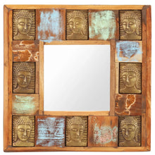 Load image into Gallery viewer, Specchio Decorato con Buddha 50x50cm Legno Massello di Recupero