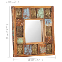 Load image into Gallery viewer, Specchio Decorato con Buddha 50x50cm Legno Massello di Recupero