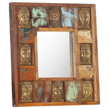 Load image into Gallery viewer, Specchio Decorato con Buddha 50x50cm Legno Massello di Recupero