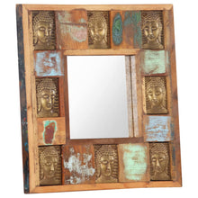 Load image into Gallery viewer, Specchio Decorato con Buddha 50x50cm Legno Massello di Recupero