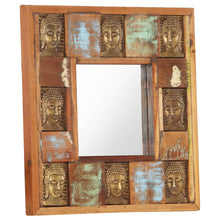 Load image into Gallery viewer, Specchio Decorato con Buddha 50x50cm Legno Massello di Recupero