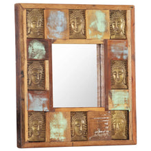 Load image into Gallery viewer, Specchio Decorato con Buddha 50x50cm Legno Massello di Recupero