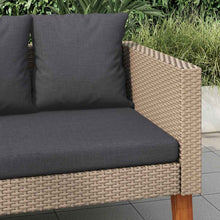 Carica l&#39;immagine nel visualizzatore di Gallery, Divano da Giardino a 3 Posti con Cuscini Grigio in Polyrattan Beige