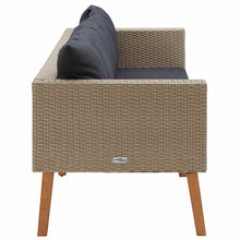 Carica l&#39;immagine nel visualizzatore di Gallery, Divano da Giardino a 3 Posti con Cuscini Grigio in Polyrattan Beige