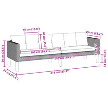 Carica l&#39;immagine nel visualizzatore di Gallery, Divano da Giardino a 3 Posti con Cuscini Grigio in Polyrattan Beige