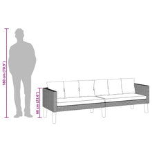 Carica l&#39;immagine nel visualizzatore di Gallery, Divano da Giardino a 3 Posti con Cuscini Grigio in Polyrattan Beige