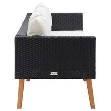 Carica l&#39;immagine nel visualizzatore di Gallery, Divano da Giardino a 3 Posti con Cuscini Bianco in Polyrattan Nero