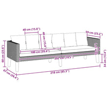 Carica l&#39;immagine nel visualizzatore di Gallery, Divano da Giardino a 3 Posti con Cuscini Bianco in Polyrattan Nero