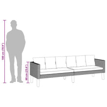 Carica l&#39;immagine nel visualizzatore di Gallery, Divano da Giardino a 3 Posti con Cuscini Bianco in Polyrattan Nero