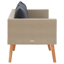Indlæs billede til gallerivisning Divano da Giardino a 2 Posti con Cuscini Nero in Polyrattan Beige