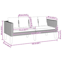 Indlæs billede til gallerivisning Divano da Giardino a 2 Posti con Cuscini Nero in Polyrattan Beige