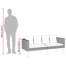 Indlæs billede til gallerivisning Divano da Giardino a 2 Posti con Cuscini Nero in Polyrattan Beige