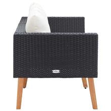 Carica l&#39;immagine nel visualizzatore di Gallery, Divano da Giardino a 2 Posti con Cuscini Bianco in Polyrattan Nero
