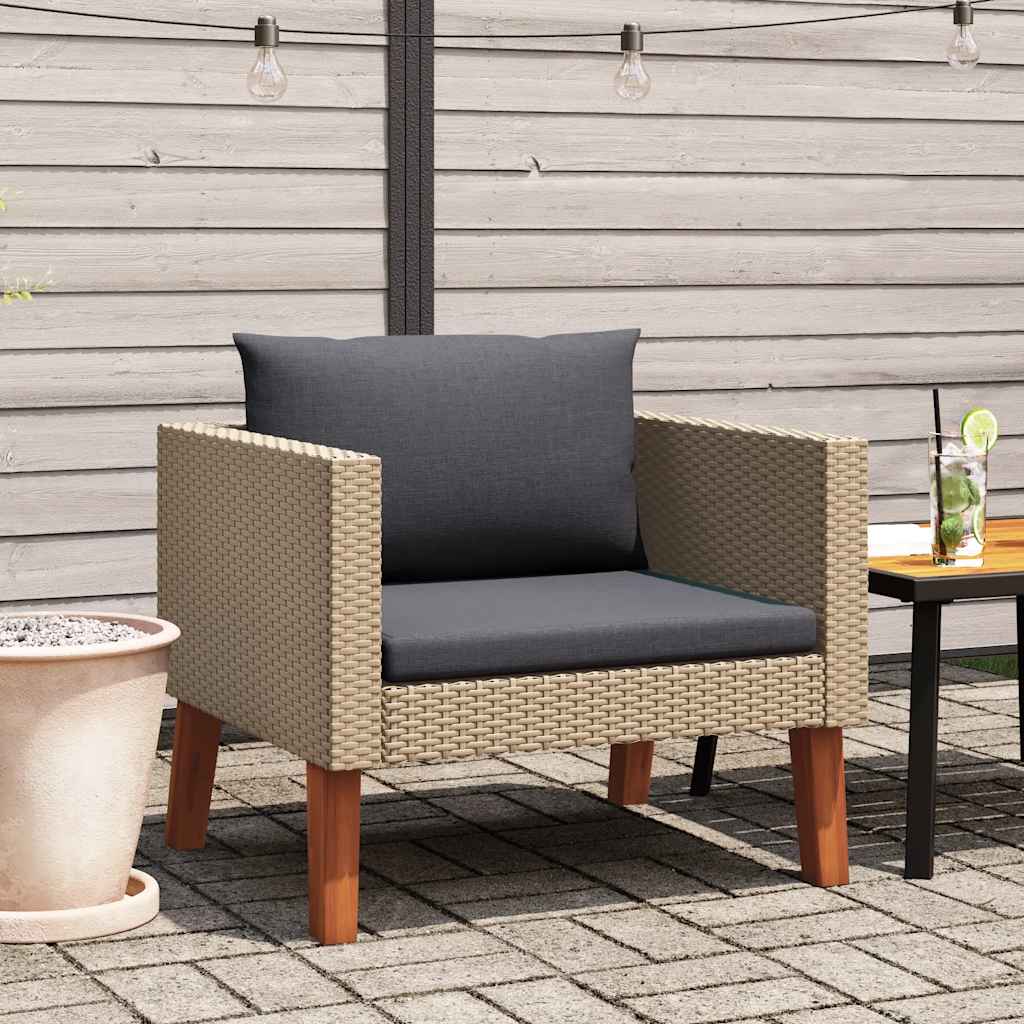 Poltrona da Giardino con Cuscini Antracite in Polyrattan Beige