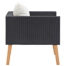 Carica l&#39;immagine nel visualizzatore di Gallery, Poltrona da Giardino con Cuscini Bianchi in Polyrattan Nero