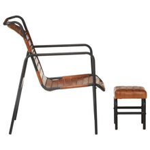 Carica l&#39;immagine nel visualizzatore di Gallery, Poltrona Relax con Poggiapiedi Marrone in Vera Pelle