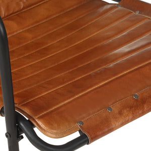 Poltrona Relax con Poggiapiedi Marrone in Vera Pelle