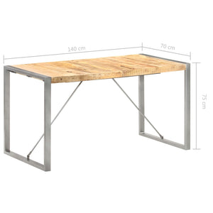 Tavolo da Pranzo 140x70x75 cm in Legno Massello di Mango Grezzo