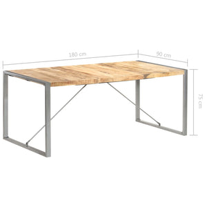 Tavolo da Pranzo 180x90x75 cm in Legno Massello di Mango Grezzo