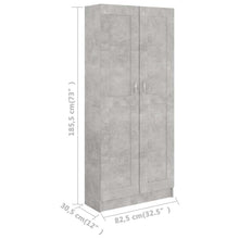 Carica l&#39;immagine nel visualizzatore di Gallery, Libreria Armadio Grigio Cemento 82,5x30,5x185,5 cm in Legno Multistrato